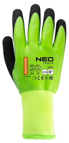 Munkakesztyű, AquaWinter, hőszigetelt, vízálló, dupla latex bevonatú poliészter, 8