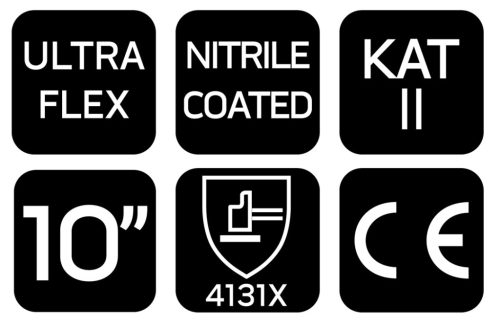Munkakesztyű, Ultraflex, nylon-spandex, polimetilnitril (hab) bevonattal, 4131X, 10