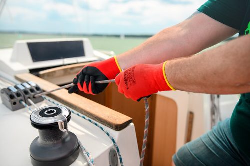 Munkakesztyű latex bevonatú, poliészter, 3121X, 10"