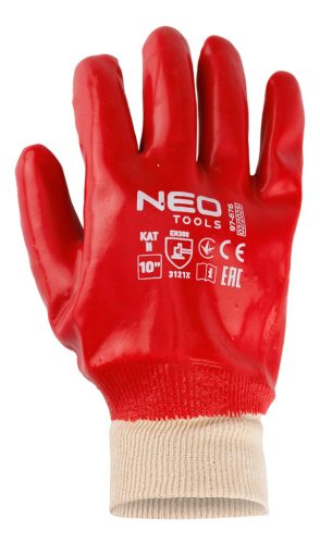 Munkakesztyű, pamut,vegyszerálló, PVC bevonattal, 3121X, 10"