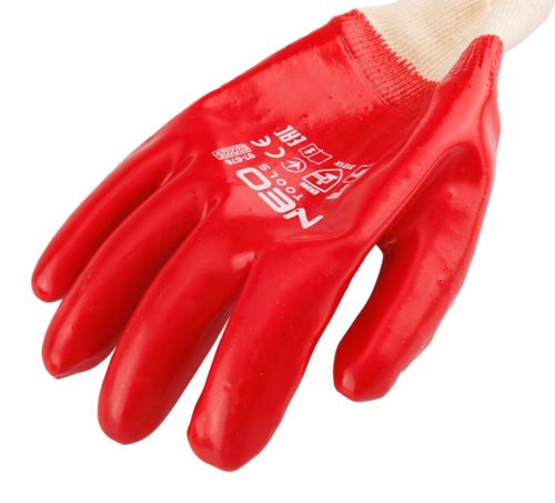 Munkakesztyű, pamut,vegyszerálló, PVC bevonattal, 3121X, 10"