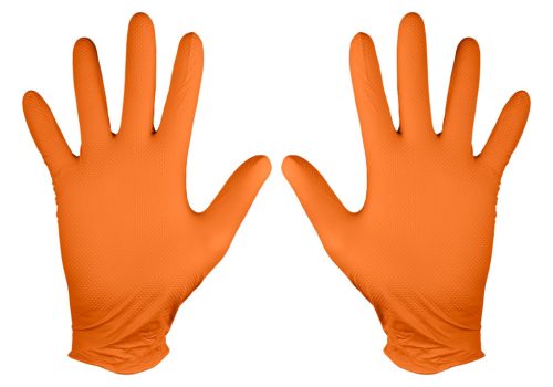 Munkakesztyű, perforált nitril, narancssárga, 50 db, XL