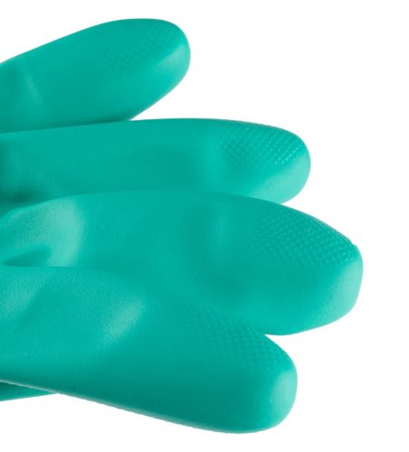 Munkakesztyű, vegyszerálló nitril, hosszú szárral, 8"