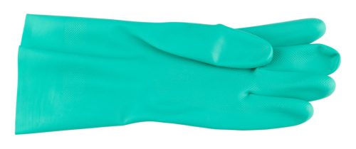Munkakesztyű, vegyszerálló nitril, hosszú szárral, 9"