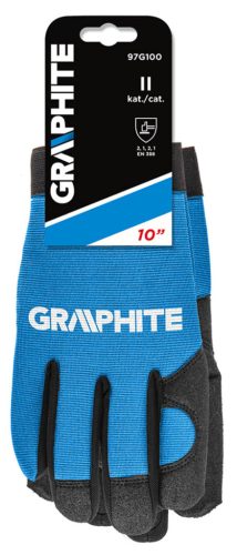 Munkakesztyű, 10", műbőr és rugalmas szövet, CE