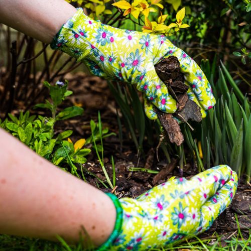 Kertész kesztyű, nitril bevonat, virágmintás, 7", légáteresztő felsőrész