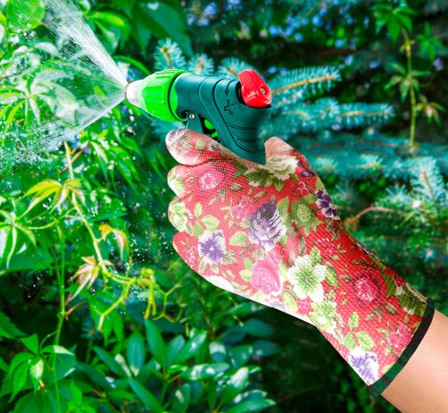 Kertész kesztyű,PU bevonat, rózsamintás, 7"