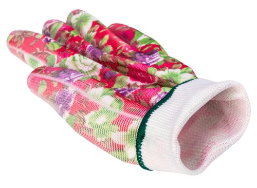 Kertész kesztyű,PU bevonat, rózsamintás, 9"