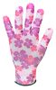 Kertész kesztyű, poliészter, virágmintás, 7"