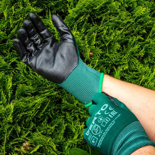 Kertész kesztyű, nitril bevonat, 9", légáteresztő felsőrész