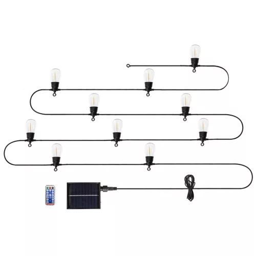Kerti fényfűzér, napelemes, 6.5m, 10db LED, távirányító