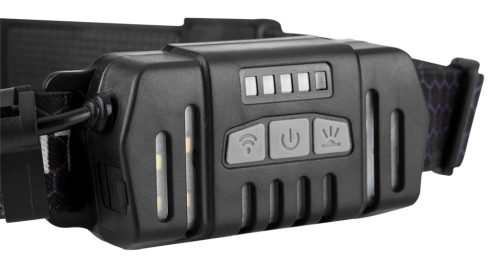 Fejlámpa, XPG+COB LED, 400lum fényerő, abs és gumi pánt, beépített akku, töltéskijelző