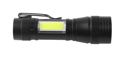 Zseblámpa, tölthető, XPE+COB LED, 220lum max. fényerő, 300mAh akku, rendelési egység: 12db