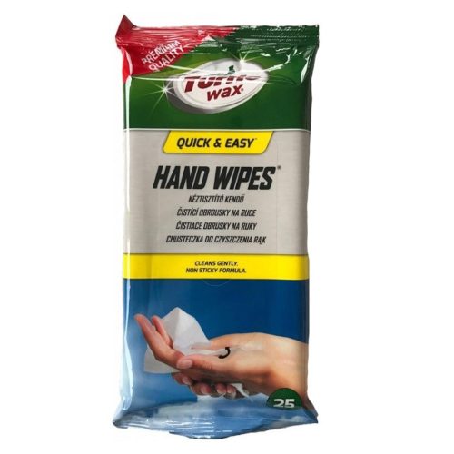 Turtle Wax Hand Wipes, kéztisztító kendő, nedves törlőkendő, 25db