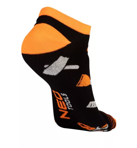 Munkazokni, 80% pamut, szerszám mintás 39-42, narancs/fekete, neo