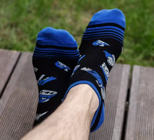 Munkazokni, 80% pamut, szerszám mintás 39-42, kék/fekete, graphite