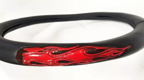 Műbőr kormányvédő teherautóhoz, fekete, 45 cm