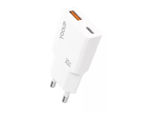 YOOUP 30W Ultra vékony - Dupla hálózati töltő (USB/TYPE-C PD)