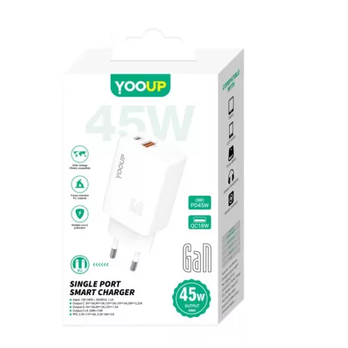 YOOUP 45W Dupla hálózati töltő (USB/TYPE-C)