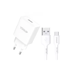 YOOUP 12W USB-S Hálózati töltő + USB/TYPE-C kábel