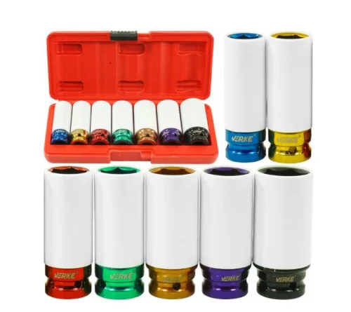 Verke V86101 dugókulcs készlet alumínium felnikhez – 7db, 1/2", CrMo acél, védőhüvellyel