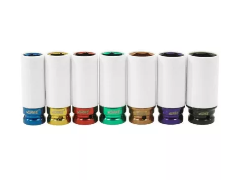 Verke V86101 dugókulcs készlet alumínium felnikhez – 7db, 1/2", CrMo acél, védőhüvellyel