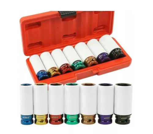 Verke V86101 dugókulcs készlet alumínium felnikhez – 7db, 1/2", CrMo acél, védőhüvellyel