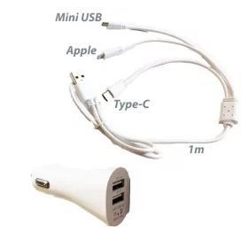   Telefontöltő 2-es USB töltő M-USB, Apple, Type-C 12V 2.1A, AE-WF132-1