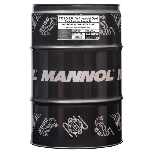Mannol 7701-60 O.E.M. for Chevrolet, Opel 5W-30 motorolaj 60lit.