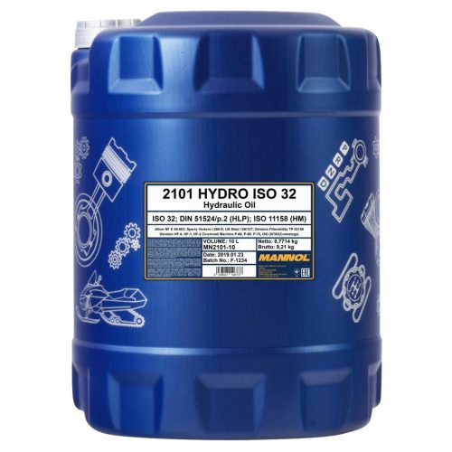 Mannol 2101-10 Hydro ISO 32, ISO HM, DIN HLP  hidraulikaolaj, 10 liter