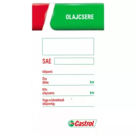 Castrol olajcsere címke, öntapadós